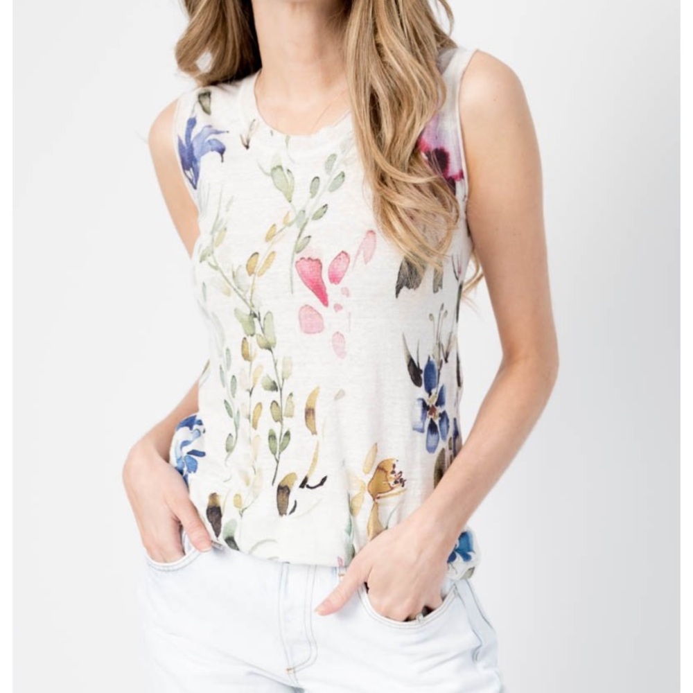 Avant Toi Linen Floral Top NWOT